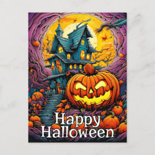 Happy Halloween   Spooky Spuk House Postkarte