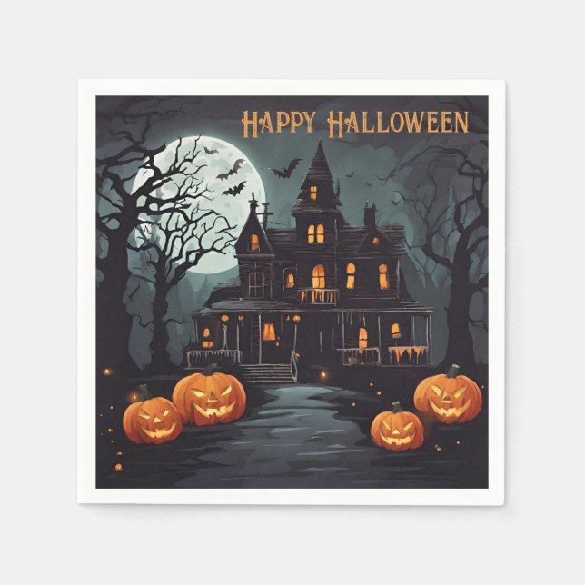 Happy Halloween Spooky Spuk House Serviette (Vorderseite)