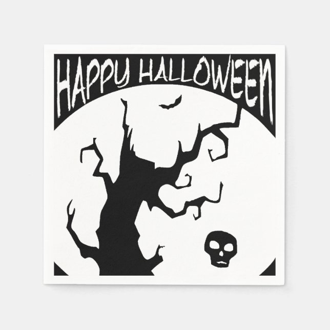 Happy Halloween Spooky Tree Paper Napkin Serviette (Vorderseite)