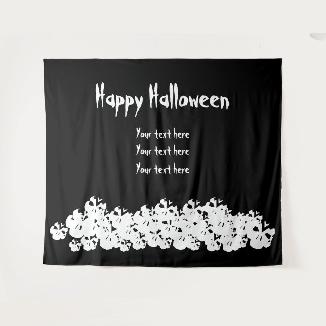 Happy Halloween Spott-Pflücken-Custom-Text Wandteppich (Vorderseite (Horizontal))