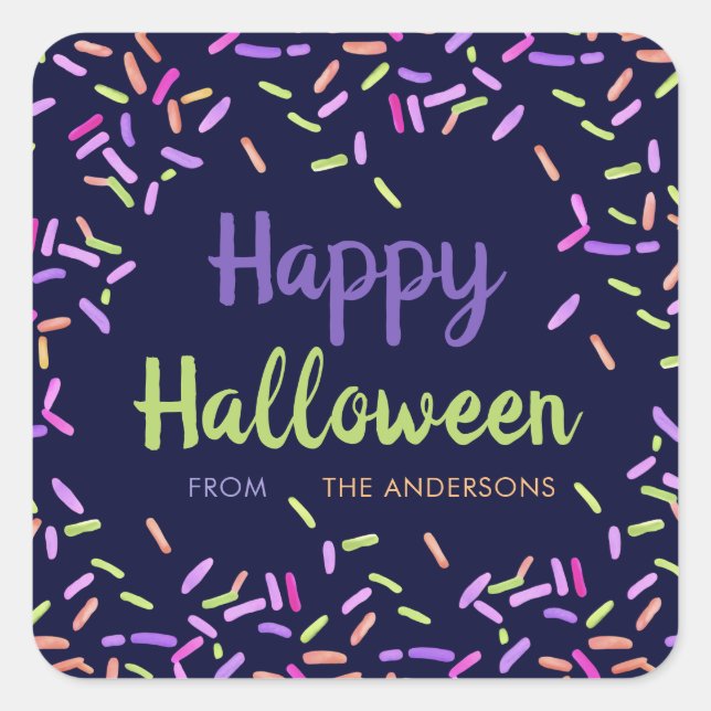Happy Halloween Sprinkles Custom Quadratischer Aufkleber (Vorderseite)