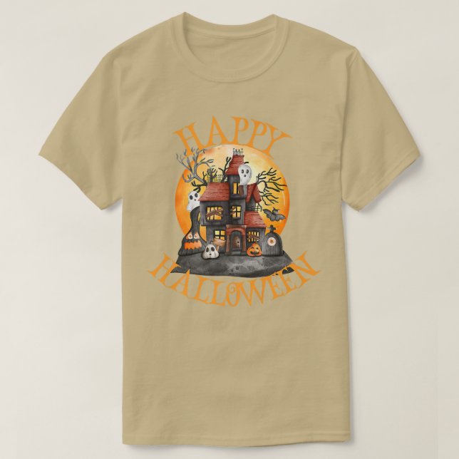 Happy Halloween Spuk Haus ästhetischer Geist Spoo T-Shirt (Design vorne)