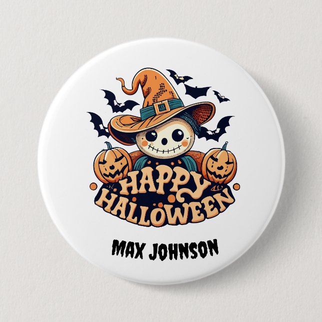 Happy Halloween - Spuk Haus Orange Black Button (Vorderseite)