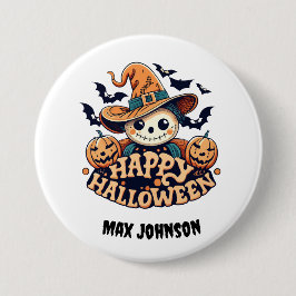 Happy Halloween - Spuk Haus Orange Black Button