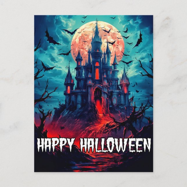 Happy Halloween | Spuk Haus Postkarte (Vorderseite)