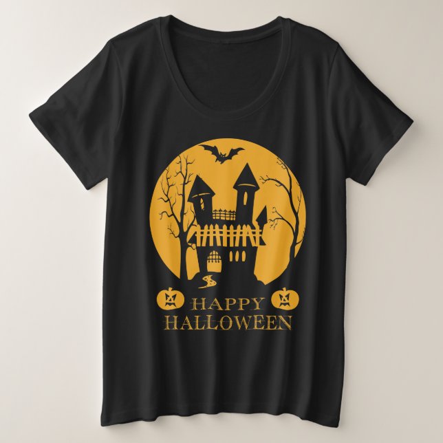 Happy Halloween Spuk House Große Größe T-Shirt (Design vorne)