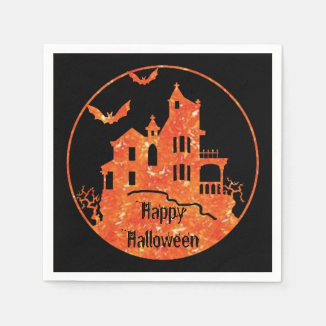 Happy Halloween Spuk House Napkins Serviette (Vorderseite)