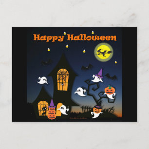 Happy Halloween Spuk House Postkarte