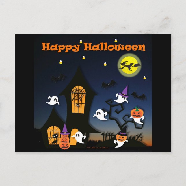 Happy Halloween Spuk House Postkarte (Vorderseite)
