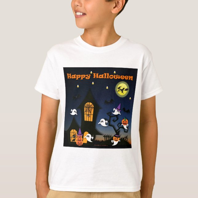 Happy Halloween Spuk House T-Shirt (Vorderseite)