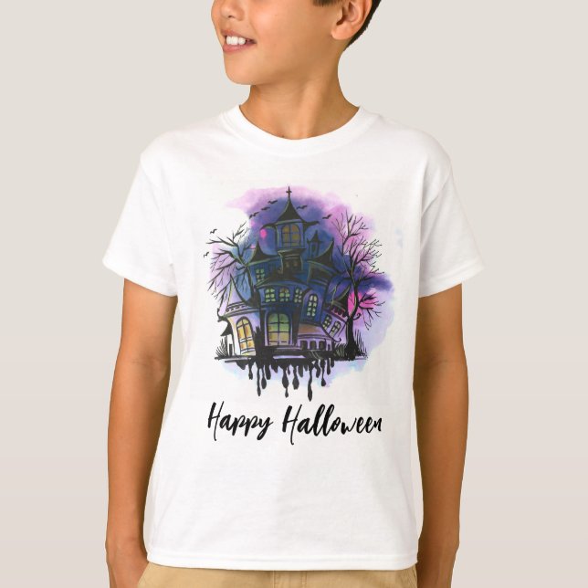 Happy Halloween Spuk House T-Shirt (Vorderseite)