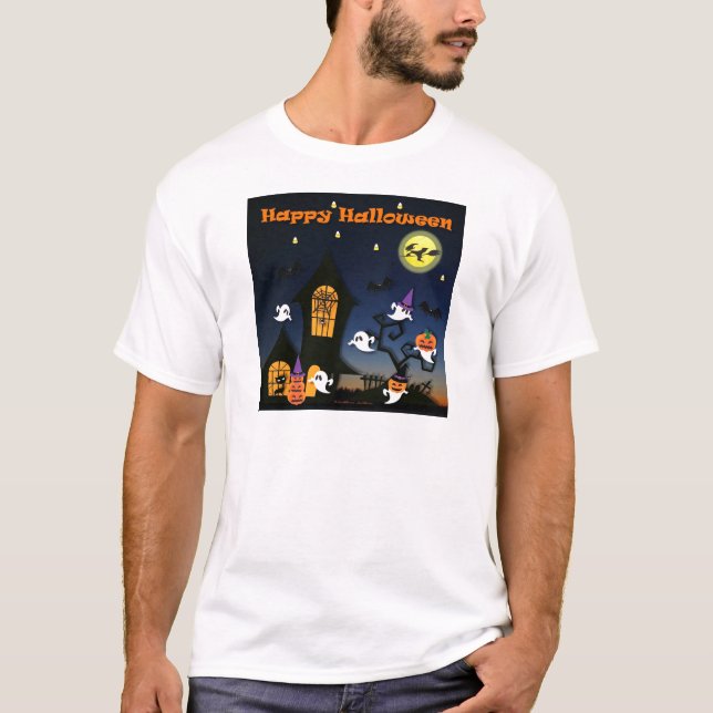Happy Halloween Spuk House T-Shirt (Vorderseite)