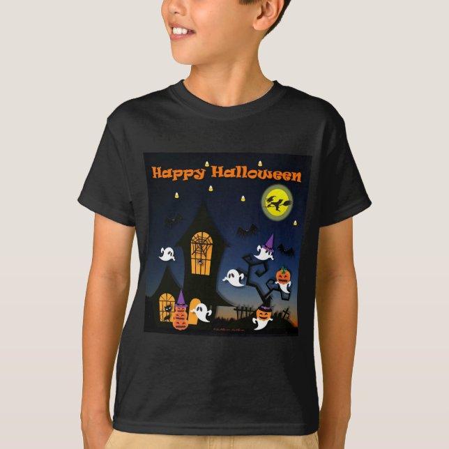 Happy Halloween Spuk House T-Shirt (Vorderseite)