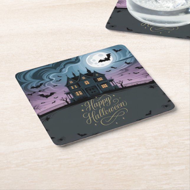 Happy Halloween Spuk House Untersetzer (angewinkelt)