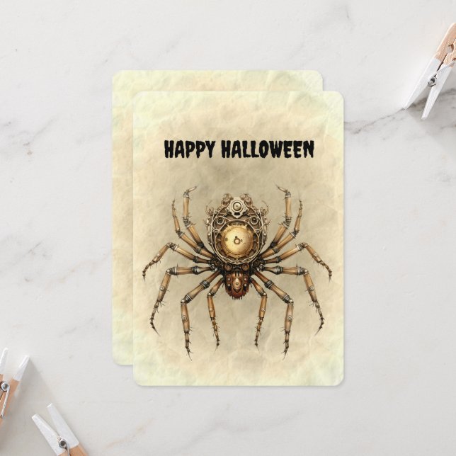 Happy Halloween Steampunk Spider (Vorderseite/Rückseite Beispiel)
