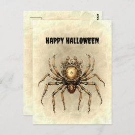 Happy Halloween Steampunk Spider Postkarte