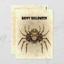 Happy Halloween Steampunk Spider Postkarte