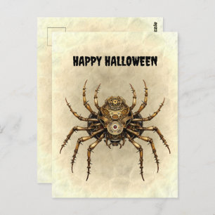 Happy Halloween Steampunk Spider Postkarte