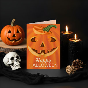Happy Halloween Stylish Carved Halloween Pumpkin Karte