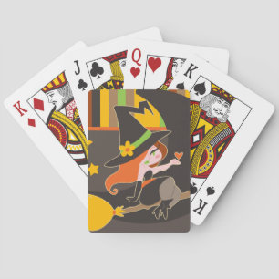 "Happy Halloween" Süße rote Hexe Spielkarten