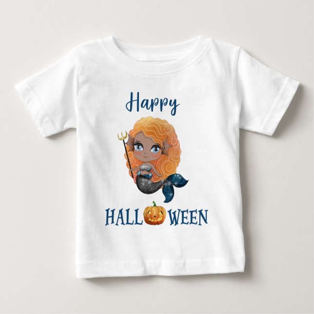 Happy Halloween T - Shirt Girl Baby Mermaid T - Sh (Vorderseite)
