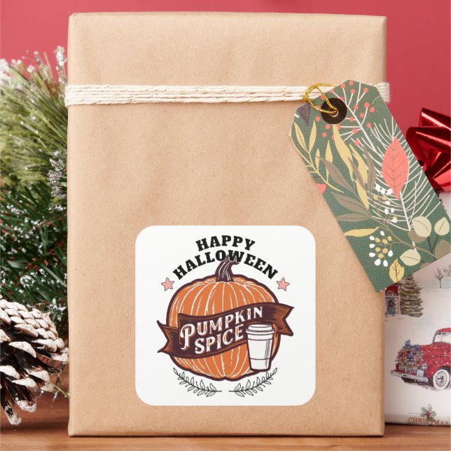 Happy Halloween T - Shirt Quadratischer Aufkleber (Feiertag)