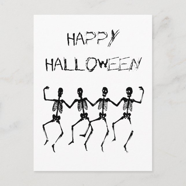 Happy Halloween Tanzskelette Postkarte (Vorderseite)
