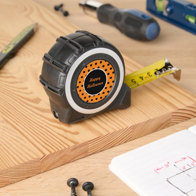 Happy Halloween Tape Measure (Orange & Black) Maßband (Holzbau)