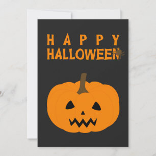 Happy Halloween Text und Kürbis auf Schwarz Karte