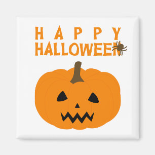 Happy Halloween Text und Kürbiskuit auf White Magn Magnet