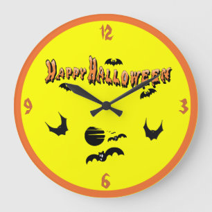 Happy Halloween & The Bats - Große Wanduhr