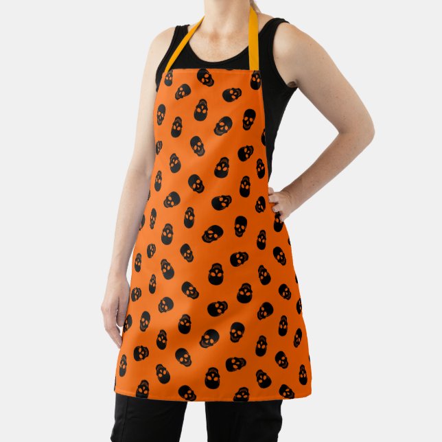 Happy Halloween Trendy Orange Skull Schürze (InSitu)