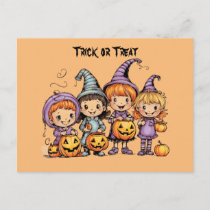 Happy Halloween Trick oder behandeln Kinder Feiertagspostkarte