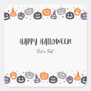 Happy Halloween Trick oder Leckerbissen Quadratischer Aufkleber
