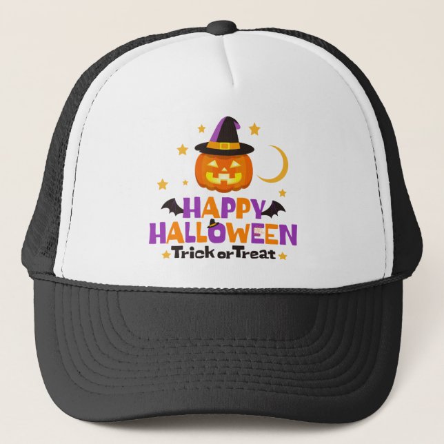 Happy Halloween Trick-oder-Leckerei Niedlich Truckerkappe (Vorderseite)