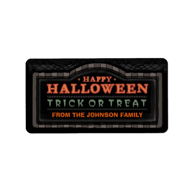 Happy Halloween - Trick oder Treat Black Label Adressaufkleber (Vorne)