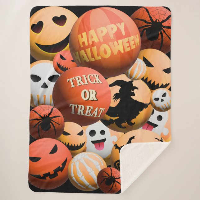 Happy Halloween Trick oder Treat Boo Pumpkin Blank Sherpadecke (Vorderseite)