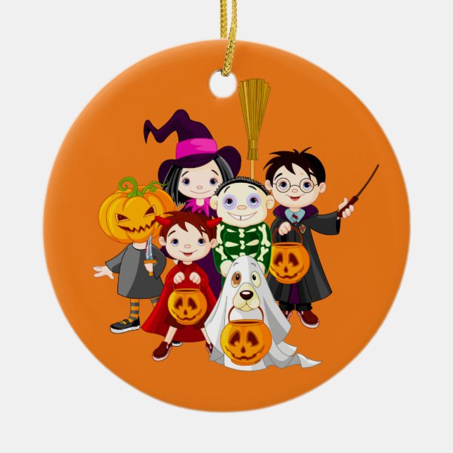 Happy Halloween Trick oder Treat Children Keramik Ornament (Vorne)