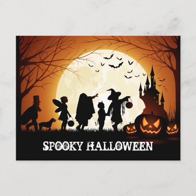 Happy Halloween Trick oder Treat Children Postkarte (Vorderseite)