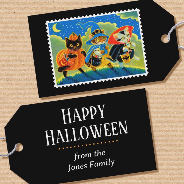 Happy Halloween Trick oder Treat Niedlich Cat Hexe Geschenkanhänger (Von Creator hochgeladen)