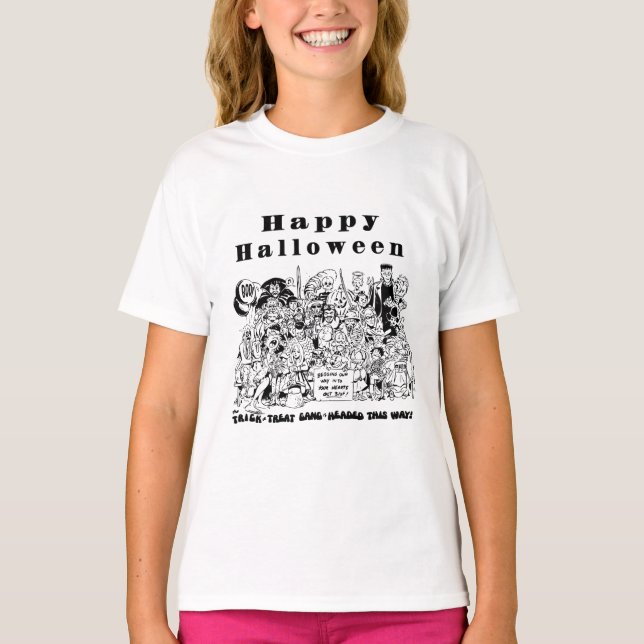 Happy Halloween Trick oder Treat Spooky Illustrati T-Shirt (Vorderseite)