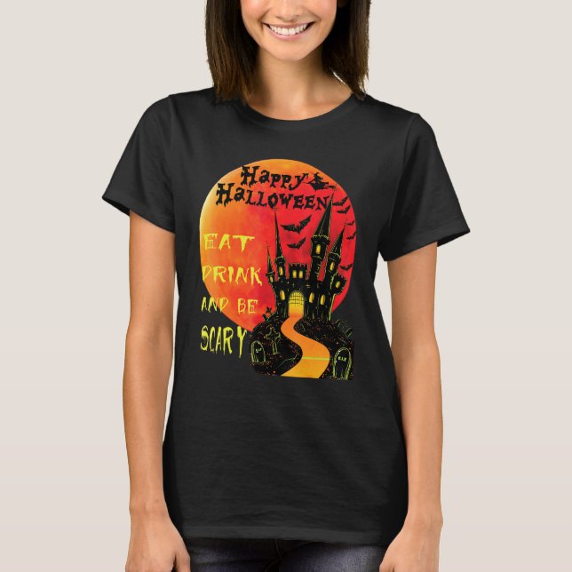 Happy Halloween trinken und Beängstigender Jack od T-Shirt (Vorderseite)