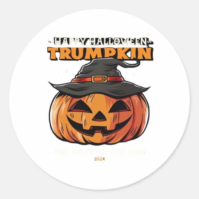 Happy Halloween Trumpkin Classic Runder Aufkleber (Vorderseite)