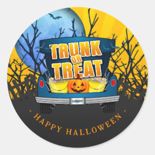 Happy Halloween Trunk oder Leckerei Runder Aufkleber