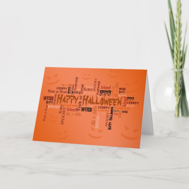 Happy Halloween Typografie Karte (Vorderseite)