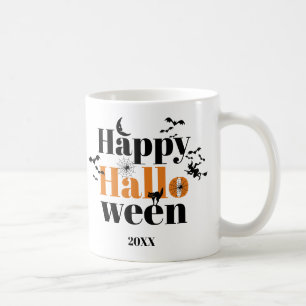 Happy Halloween-Typografie mit Vintage-Elementen Kaffeetasse