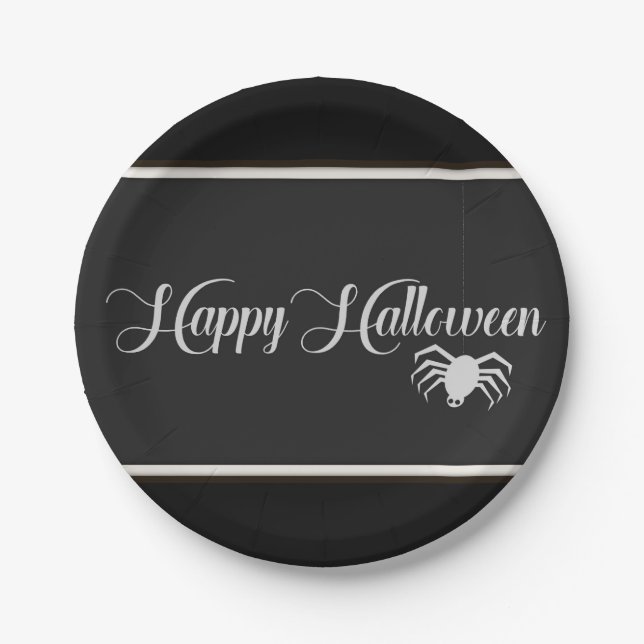 Happy Halloween Typografie Pappteller (Vorderseite)