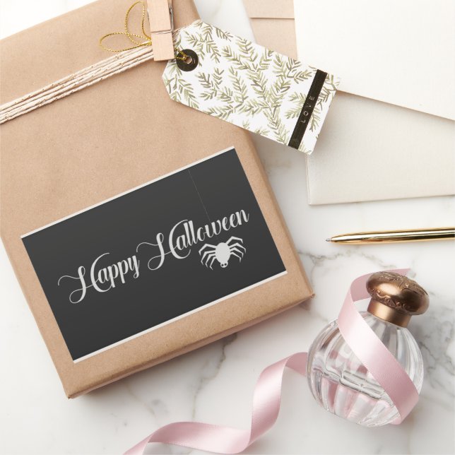 Happy Halloween Typografie Rechteckiger Aufkleber (Schenken)