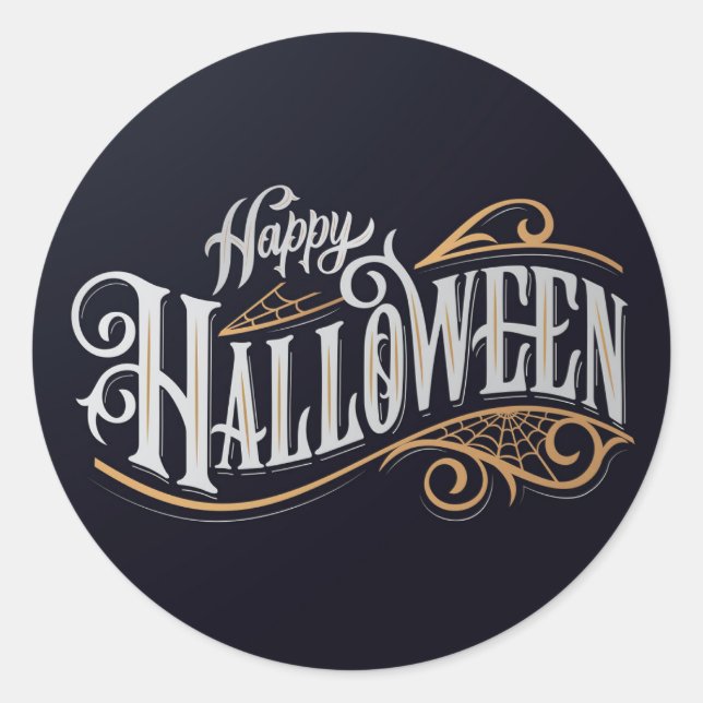 Happy Halloween Typografie Runder Aufkleber (Vorderseite)