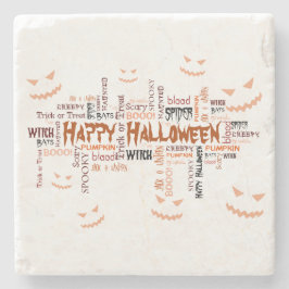 Happy Halloween Typografie Steinuntersetzer